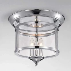 Melodi 12 in. 3-Light Indoor Chrome Finish Flush Mount Ceiling Light with Light Kit by Warehouse of Tiffany -Warehouse of Tiffany Shop chrome warehouse of tiffany flush mount lights cm204 3ch 4f 1000