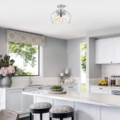 Celine 12 in. 3-Light Indoor Chrome Semi-Flush Mount Light with Light Kit by Warehouse of Tiffany -Warehouse of Tiffany Shop chrome warehouse of tiffany flush mount lights cm238 3ch 31 1000