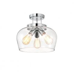 Celine 12 in. 3-Light Indoor Chrome Semi-Flush Mount Light with Light Kit by Warehouse of Tiffany