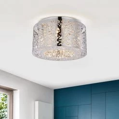 Braydon 8 in. 4-Light Indoor Chrome Finish Flush Mount Light with Light Kit by Warehouse of Tiffany -Warehouse of Tiffany Shop chrome warehouse of tiffany flush mount lights mx32 4ch 4f 1000