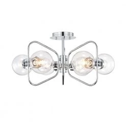 Elaina 12 in. 6-Light Chrome Indoor Semi-Flush Mount Light with Light Kit by Warehouse of Tiffany