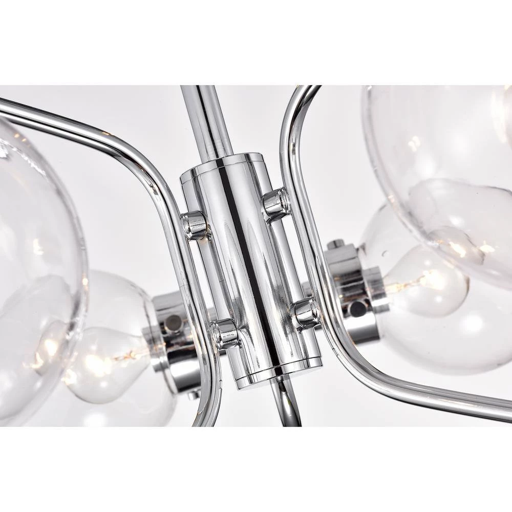 Elaina 12 in. 6-Light Chrome Indoor Semi-Flush Mount Light with Light Kit by Warehouse of Tiffany 4 Elaina 12 in. 6-Light Chrome Indoor Semi-Flush Mount Light with Light Kit by Warehouse of Tiffany - Image 2