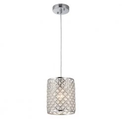 Botvi 1-Light Chrome Drum Pendant by Warehouse of Tiffany