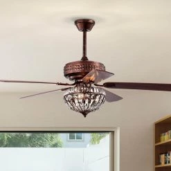 Violette 52 in. 3-Light Indoor Antique Copper Ceiling Fan with Light Kit and Remote by Warehouse of Tiffany -Warehouse of Tiffany Shop copper warehouse of tiffany ceiling fans with lights ay10y10ac 4f 1000