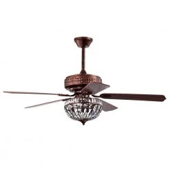 Violette 52 in. 3-Light Indoor Antique Copper Ceiling Fan with Light Kit and Remote by Warehouse of Tiffany