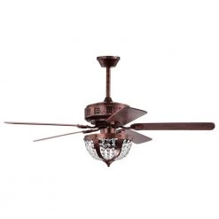 Chandler 52 in. 3-Light Indoor Antique Copper Ceiling Fan with Light Kit and Remote by Warehouse of Tiffany