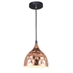 Vidgeon 1-Light Hammer Dent Copper Pendant by Warehouse of Tiffany