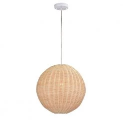 Micah 64 in. 1-Light Cream Pendant Indoor Light with Light Kit by Warehouse of Tiffany