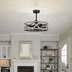 Kona 26 in. 6-Light Indoor Matte Black and Faux Wood Grain Finish Ceiling Fan with Light Kit by Warehouse of Tiffany -Warehouse of Tiffany Shop faux wood grain warehouse of tiffany ceiling fans with lights dl01p05wh 31 1000