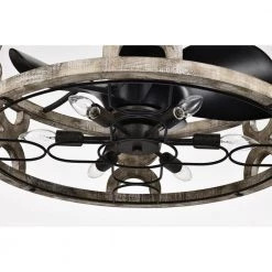 Kona 26 in. 6-Light Indoor Matte Black and Faux Wood Grain Finish Ceiling Fan with Light Kit by Warehouse of Tiffany -Warehouse of Tiffany Shop faux wood grain warehouse of tiffany ceiling fans with lights dl01p05wh 76 1000