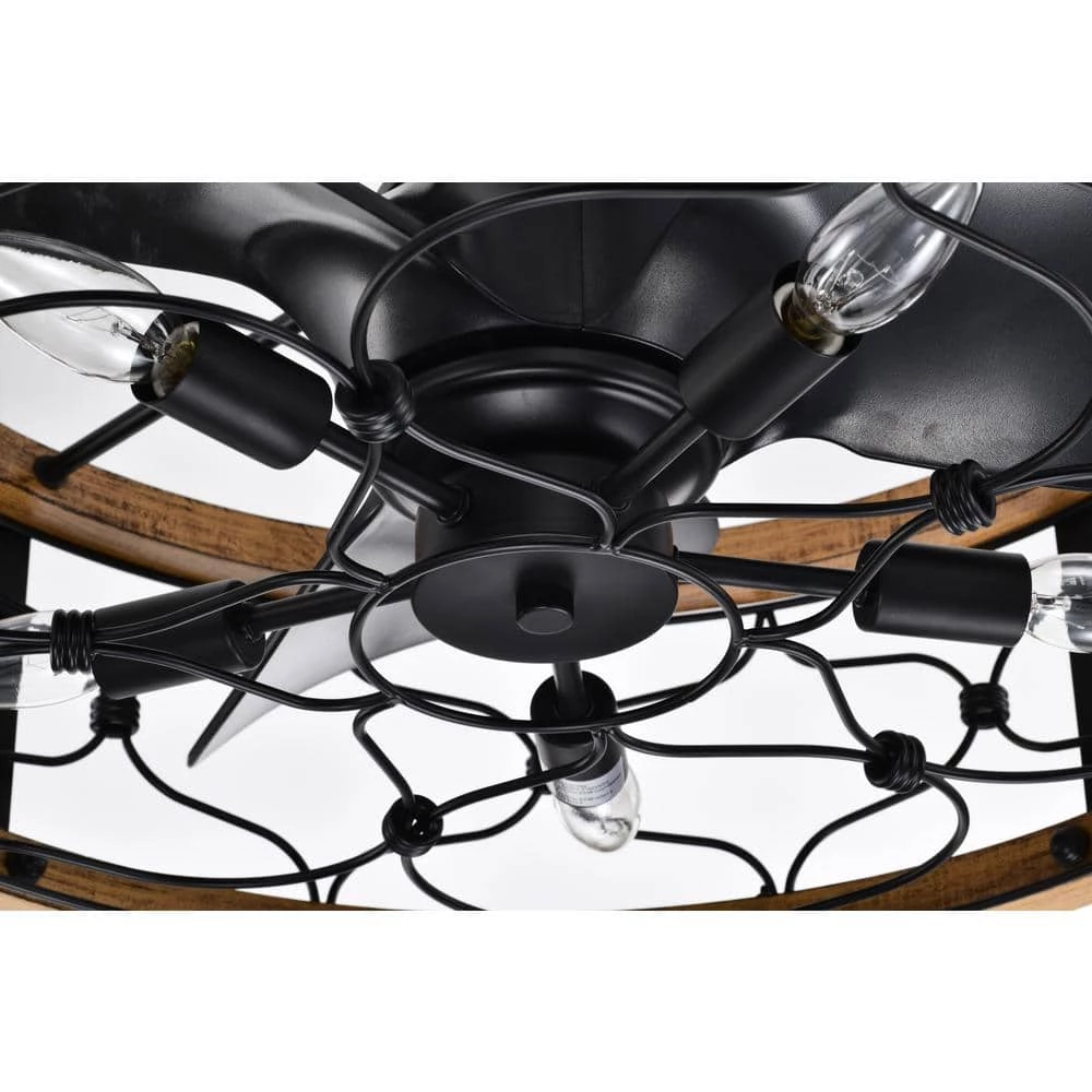 Cornelia 24 in. 5-Light Indoor Matte Black Finish Ceiling Fan with Light Kit by Warehouse of Tiffany 5 Cornelia 24 in. 5-Light Indoor Matte Black Finish Ceiling Fan with Light Kit by Warehouse of Tiffany - Image 3