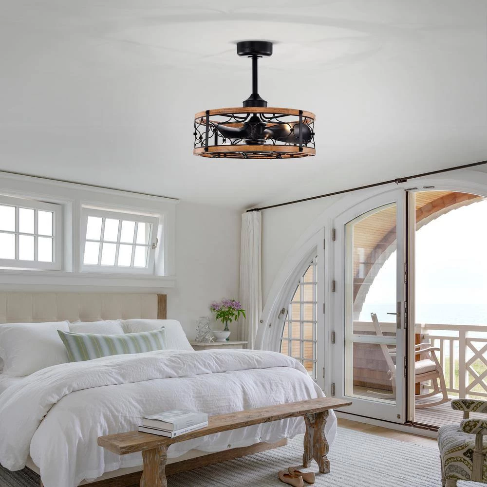 Cornelia 24 in. 5-Light Indoor Matte Black Finish Ceiling Fan with Light Kit by Warehouse of Tiffany 12 Cornelia 24 in. 5-Light Indoor Matte Black Finish Ceiling Fan with Light Kit by Warehouse of Tiffany - Image 10