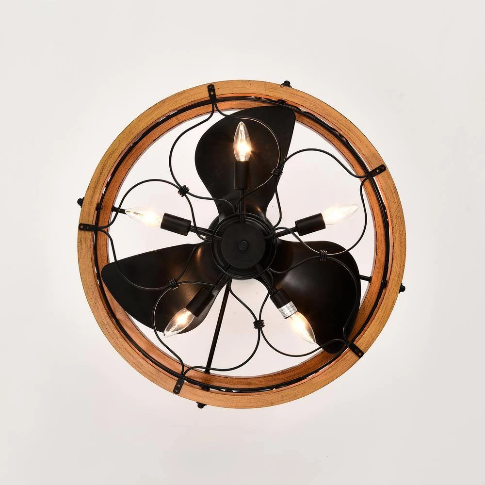 Cornelia 24 in. 5-Light Indoor Matte Black Finish Ceiling Fan with Light Kit by Warehouse of Tiffany 9 Cornelia 24 in. 5-Light Indoor Matte Black Finish Ceiling Fan with Light Kit by Warehouse of Tiffany - Image 7