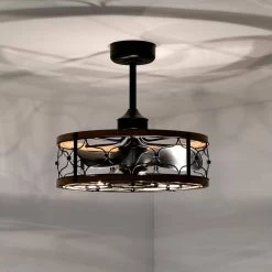 Cornelia 24 in. 5-Light Indoor Matte Black Finish Ceiling Fan with Light Kit by Warehouse of Tiffany 19 Cornelia 24 in. 5-Light Indoor Matte Black Finish Ceiling Fan with Light Kit by Warehouse of Tiffany -Warehouse of Tiffany Shop faux wood grain warehouse of tiffany ceiling fans with lights dl01p43ib fa 1000