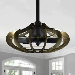 Mia 18 in. 3-Light Indoor Matte Black and Faux Wood Grain Finish Ceiling Fan with Light Kit by Warehouse of Tiffany