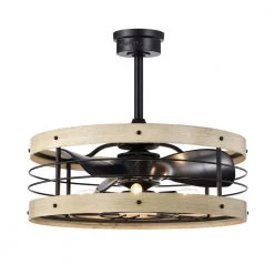 Zulu 25 in. 5-Light Indoor Matte Black and Faux Wood Grain Finish Ceiling Fan with Light Kit by Warehouse of Tiffany -Warehouse of Tiffany Shop faux wood grain warehouse of tiffany ceiling fans with lights dy08y08bw 4f 1000