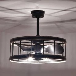 Zulu 25 in. 5-Light Indoor Matte Black and Faux Wood Grain Finish Ceiling Fan with Light Kit by Warehouse of Tiffany -Warehouse of Tiffany Shop faux wood grain warehouse of tiffany ceiling fans with lights dy08y08bw c3 1000