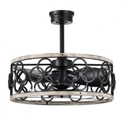 Luo 25 in. 6-Light Indoor Matte Black and Faux Wood Grain Finish Ceiling Fan with Light Kit by Warehouse of Tiffany -Warehouse of Tiffany Shop faux wood grain warehouse of tiffany ceiling fans with lights dy12y12wb 1f 1000