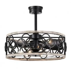 Luo 25 in. 6-Light Indoor Matte Black and Faux Wood Grain Finish Ceiling Fan with Light Kit by Warehouse of Tiffany -Warehouse of Tiffany Shop faux wood grain warehouse of tiffany ceiling fans with lights dy12y12wb 4f 1000