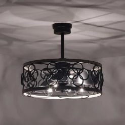 Luo 25 in. 6-Light Indoor Matte Black and Faux Wood Grain Finish Ceiling Fan with Light Kit by Warehouse of Tiffany -Warehouse of Tiffany Shop faux wood grain warehouse of tiffany ceiling fans with lights dy12y12wb c3 1000