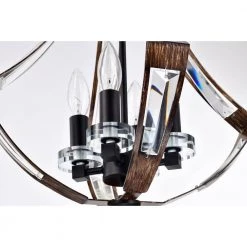 Fabiola 15 in. 4-Light Indoor Matte Black and Faux Wood Grain Finish Semi-Flush Mount Chandelier with Light Kit by Warehouse of Tiffany -Warehouse of Tiffany Shop faux wood grain warehouse of tiffany flush mount lights 6006 4c 1d 1000