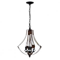 Fabiola 15 in. 4-Light Indoor Matte Black and Faux Wood Grain Finish Semi-Flush Mount Chandelier with Light Kit by Warehouse of Tiffany -Warehouse of Tiffany Shop faux wood grain warehouse of tiffany flush mount lights 6006 4c 4f 1000