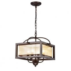 Sipafel 4-Light Short Faux Wood Grain Pendant by Warehouse of Tiffany