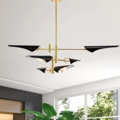 Apollinario 50 in. 6-Light Indoor Gold and Black Chandelier with Light Kit by Warehouse of Tiffany -Warehouse of Tiffany Shop gold and black warehouse of tiffany chandeliers hm160 6 31 1000