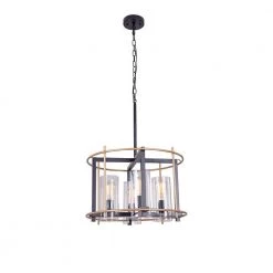 Pierre 20 in. 4-Light Indoor Gold and Black Chandelier with Light Kit by Warehouse of Tiffany