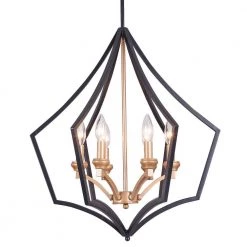 Freine 21 in. 6-Light Indoor Gold and Black Chandelier with Light Kit by Warehouse of Tiffany
