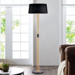 Vinnie 64 in. 3-Light Indoor Gold and Black Finish Floor Lamp with Light Kit by Warehouse of Tiffany -Warehouse of Tiffany Shop gold and black warehouse of tiffany floor lamps fm168 3 31 1000