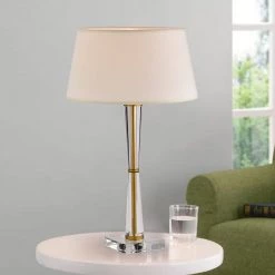 Swanson 23 in. 1-Light Indoor Gold and Off White Table Lamp with Light Kit by Warehouse of Tiffany -Warehouse of Tiffany Shop gold and off white warehouse of tiffany desk lamps mt20 1 1f 1000