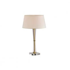 Swanson 23 in. 1-Light Indoor Gold and Off White Table Lamp with Light Kit by Warehouse of Tiffany