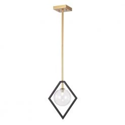 Fayres 10 in. 1-Light Black and Gold Finish Pendant Lamp (Bulbs Included) by Warehouse of Tiffany