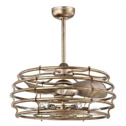 Bailey 25 in. 6-Light Indoor Matte Black and Gold Ceiling Fan with Light Kit and Remote Included by Warehouse of Tiffany