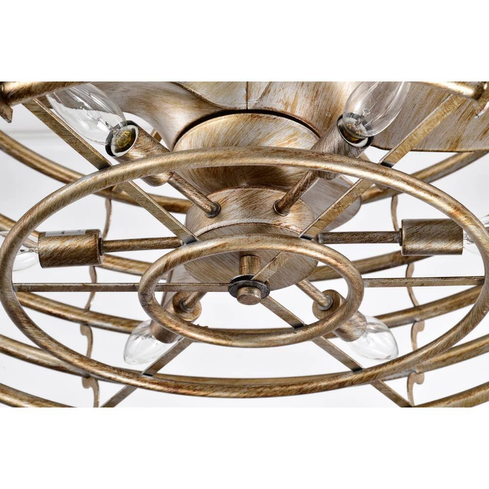 Bailey 25 in. 6-Light Indoor Matte Black and Gold Ceiling Fan with Light Kit and Remote Included by Warehouse of Tiffany 10 Bailey 25 in. 6-Light Indoor Matte Black and Gold Ceiling Fan with Light Kit and Remote Included by Warehouse of Tiffany - Image 8