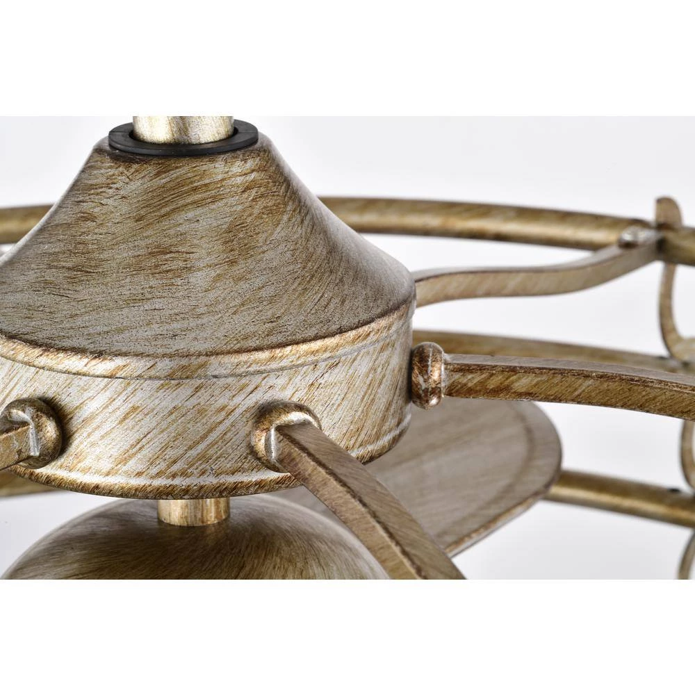 Bailey 25 in. 6-Light Indoor Matte Black and Gold Ceiling Fan with Light Kit and Remote Included by Warehouse of Tiffany 4 Bailey 25 in. 6-Light Indoor Matte Black and Gold Ceiling Fan with Light Kit and Remote Included by Warehouse of Tiffany - Image 2