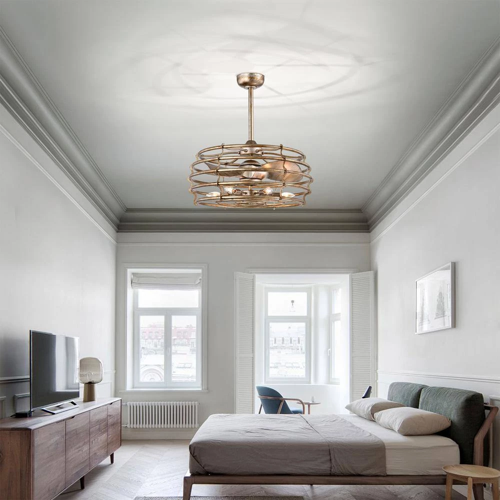 Bailey 25 in. 6-Light Indoor Matte Black and Gold Ceiling Fan with Light Kit and Remote Included by Warehouse of Tiffany 6 Bailey 25 in. 6-Light Indoor Matte Black and Gold Ceiling Fan with Light Kit and Remote Included by Warehouse of Tiffany - Image 4