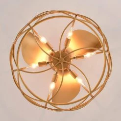 Femi 25.6 in. Indoor Gold Finish Ceiling Fan with Light Kit and Remote Included by Warehouse of Tiffany -Warehouse of Tiffany Shop gold warehouse of tiffany ceiling fans with lights dw01w04mg 44 1000