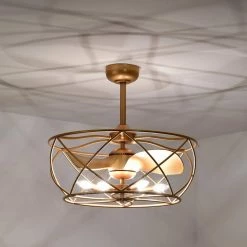 Femi 25.6 in. Indoor Gold Finish Ceiling Fan with Light Kit and Remote Included by Warehouse of Tiffany -Warehouse of Tiffany Shop gold warehouse of tiffany ceiling fans with lights dw01w04mg 4f 1000