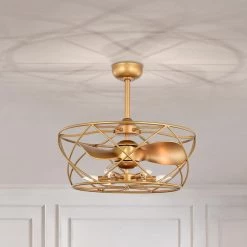 Femi 25.6 in. Indoor Gold Finish Ceiling Fan with Light Kit and Remote Included by Warehouse of Tiffany -Warehouse of Tiffany Shop gold warehouse of tiffany ceiling fans with lights dw01w04mg 77 1000