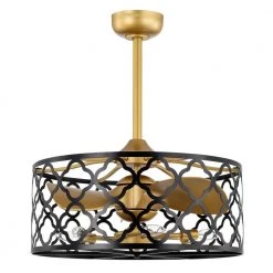 Kirstin 23.6 in. Indoor Gold Ceiling Fan with Light Kit and Remote Included by Warehouse of Tiffany