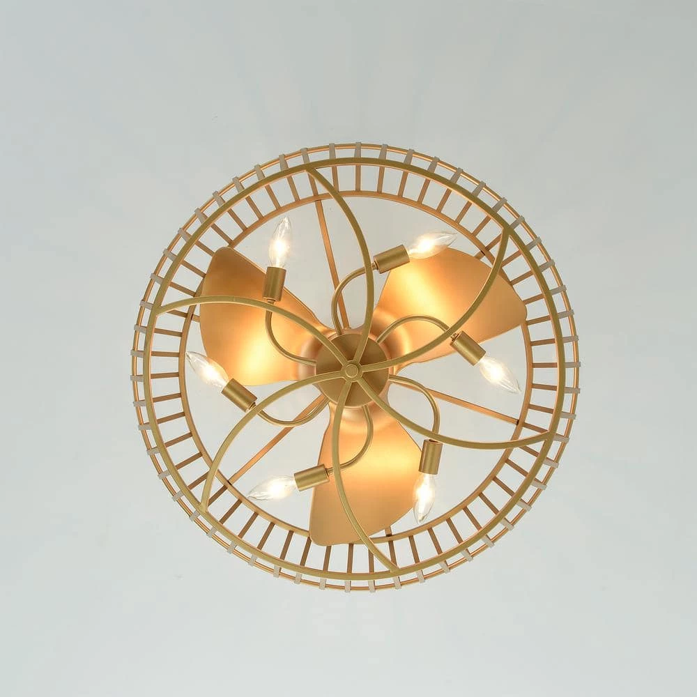 Marcelin 26.8 in. Indoor Gold Finish Ceiling Fan with Light Kit and Remote Control Included by Warehouse of Tiffany 6 Marcelin 26.8 in. Indoor Gold Finish Ceiling Fan with Light Kit and Remote Control Included by Warehouse of Tiffany - Image 4