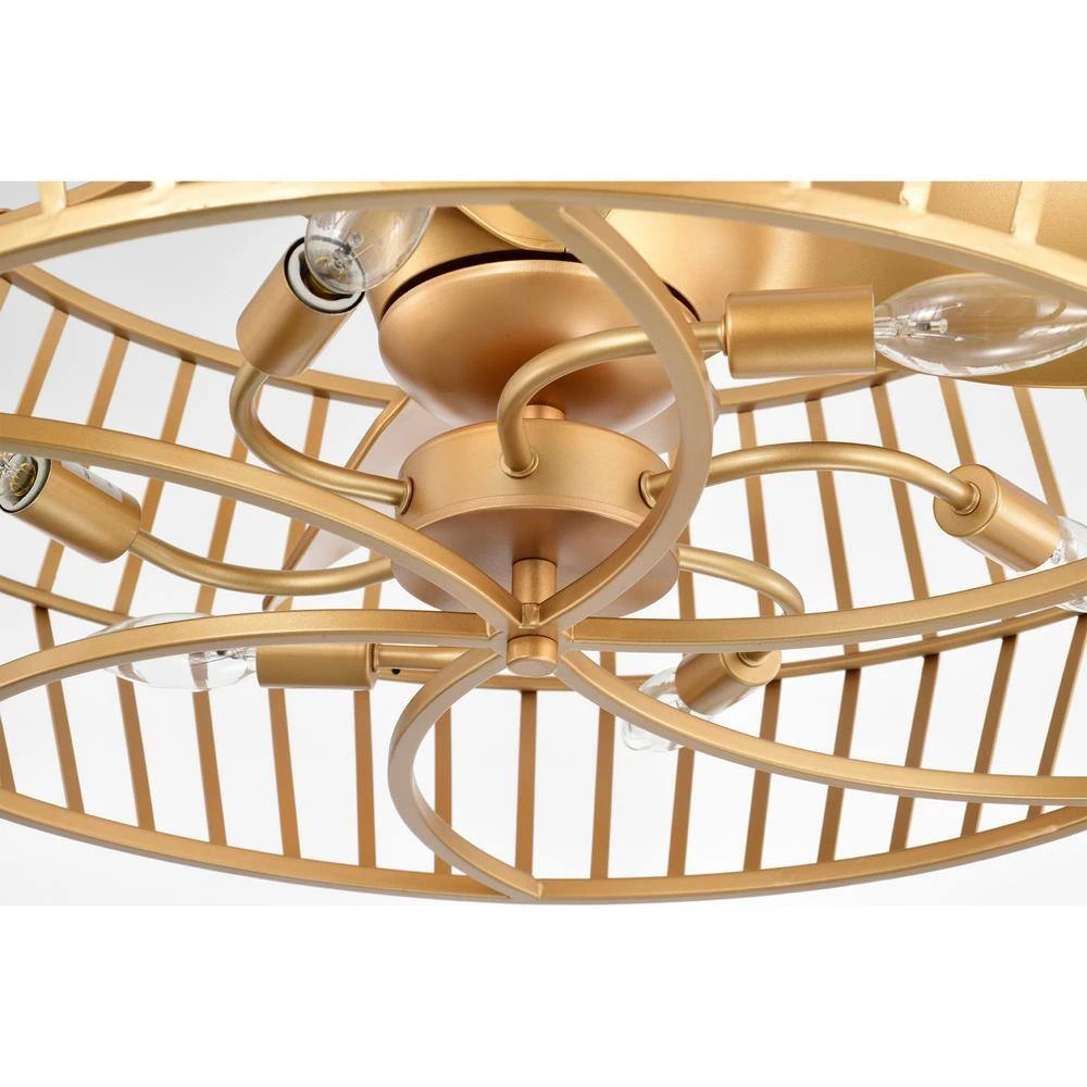 Marcelin 26.8 in. Indoor Gold Finish Ceiling Fan with Light Kit and Remote Control Included by Warehouse of Tiffany 10 Marcelin 26.8 in. Indoor Gold Finish Ceiling Fan with Light Kit and Remote Control Included by Warehouse of Tiffany - Image 8