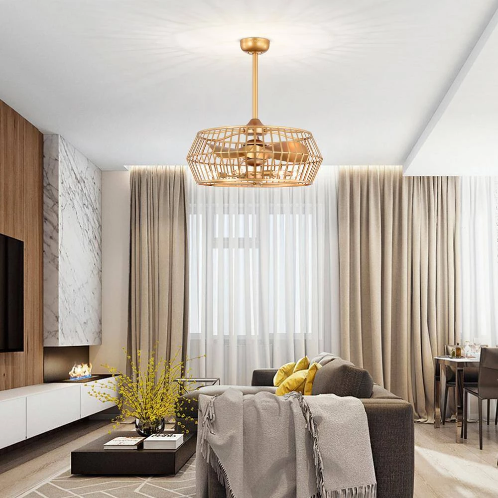 Marcelin 26.8 in. Indoor Gold Finish Ceiling Fan with Light Kit and Remote Control Included by Warehouse of Tiffany 12 Marcelin 26.8 in. Indoor Gold Finish Ceiling Fan with Light Kit and Remote Control Included by Warehouse of Tiffany - Image 10