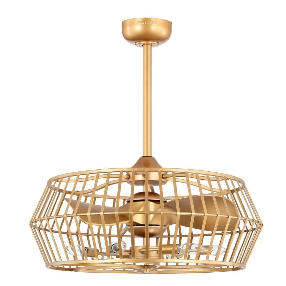 Marcelin 26.8 in. Indoor Gold Finish Ceiling Fan with Light Kit and Remote Control Included by Warehouse of Tiffany 3 Marcelin 26.8 in. Indoor Gold Finish Ceiling Fan with Light Kit and Remote Control Included by Warehouse of Tiffany