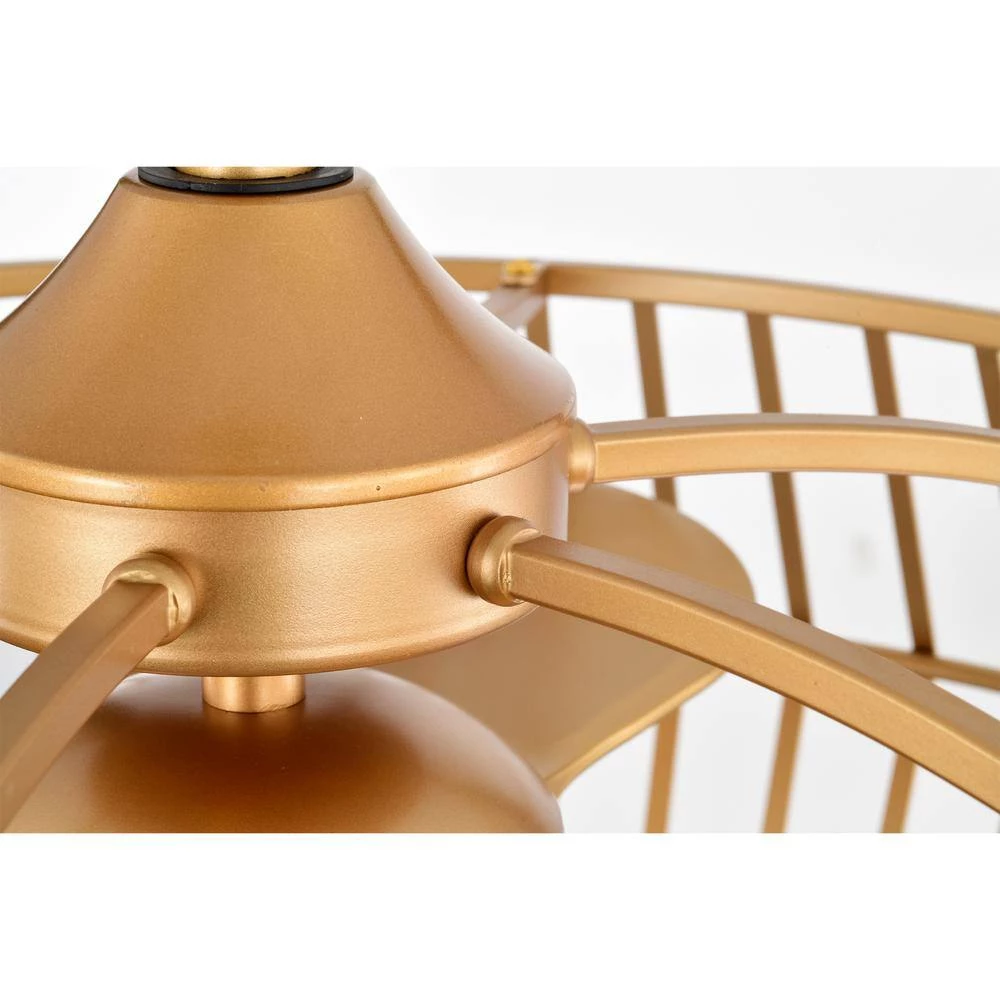 Marcelin 26.8 in. Indoor Gold Finish Ceiling Fan with Light Kit and Remote Control Included by Warehouse of Tiffany 5 Marcelin 26.8 in. Indoor Gold Finish Ceiling Fan with Light Kit and Remote Control Included by Warehouse of Tiffany - Image 3