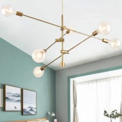 Rasmo Satin Gold 6-Light Chandelier by Warehouse of Tiffany -Warehouse of Tiffany Shop gold warehouse of tiffany chandeliers d22016b 4f 1000