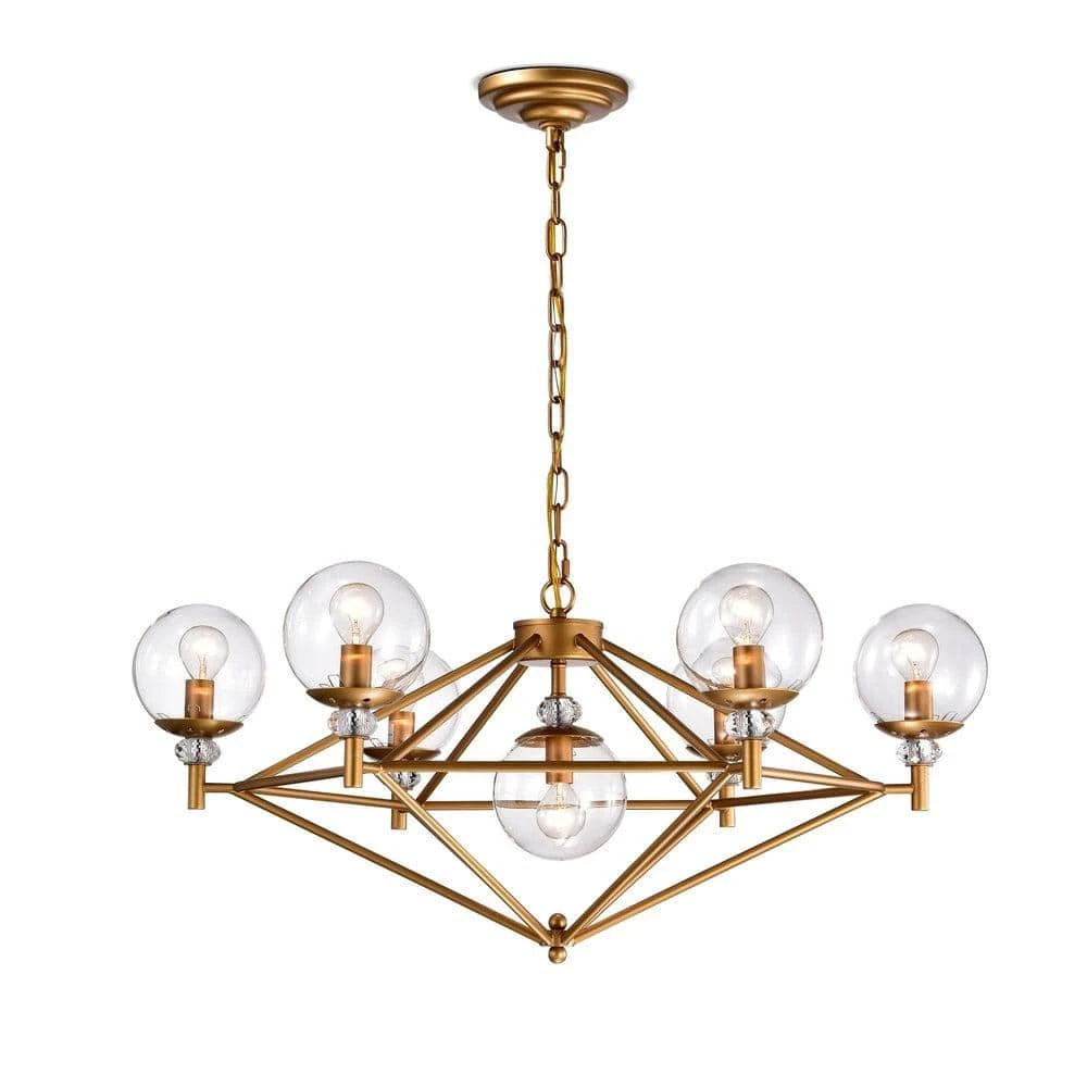 Paulita 30 in. 7-Light Indoor Gold Pendant Light with Light Kit by Warehouse of Tiffany 3 Paulita 30 in. 7-Light Indoor Gold Pendant Light with Light Kit by Warehouse of Tiffany