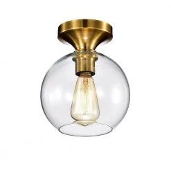 Gorden 7.9 in. 1-Light Indoor Gold Flush Mount Chandelier with Light Kit by Warehouse of Tiffany